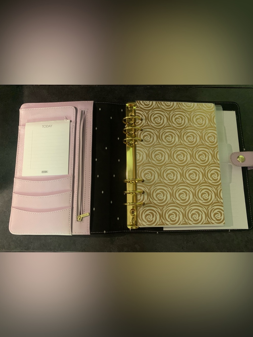 6 Ring Binder Planner with Gold Accents